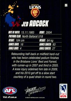 2010 Select AFL Prestige #26 Jed Adcock Back